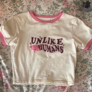 Cream and Pink Graphic Tee